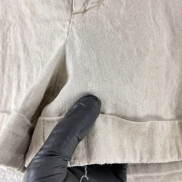 Alice & Olivia Roll‎ Cuff Shorts Womens Size 34 Beige Linen Blend Casual Summer - Picture 6 of 14